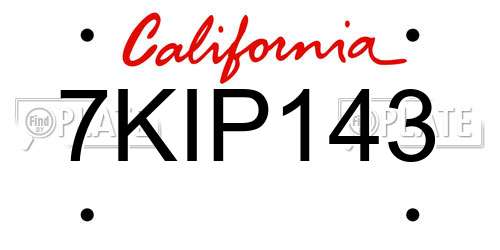 7KIP143 California License Plate