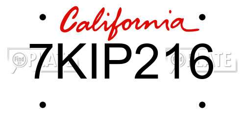 7KIP216 California License Plate