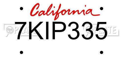 7KIP335 California License Plate