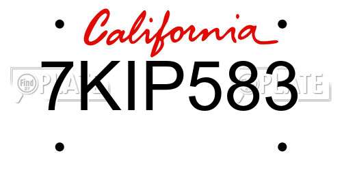 7KIP583 California License Plate