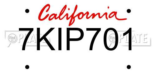 7KIP701 California License Plate