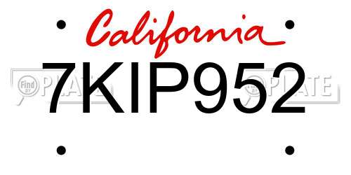 7KIP952 California License Plate