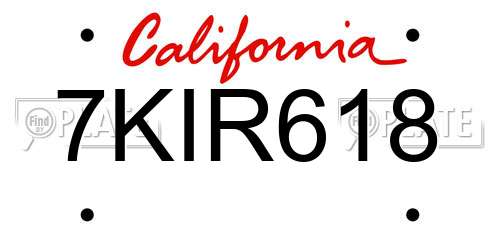 7KIR618 California License Plate