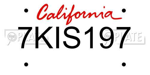 7KIS197 California License Plate