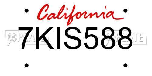 7KIS588 California License Plate
