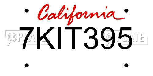 7KIT395 California License Plate