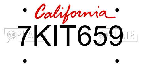 7KIT659 California License Plate