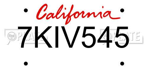7KIV545 California License Plate