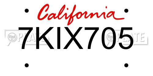 7KIX705 California License Plate