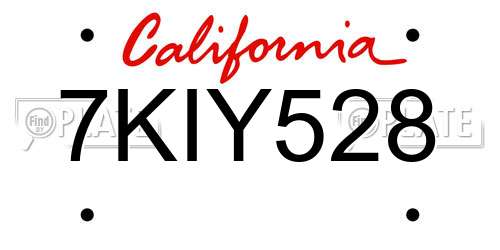 7KIY528 California License Plate