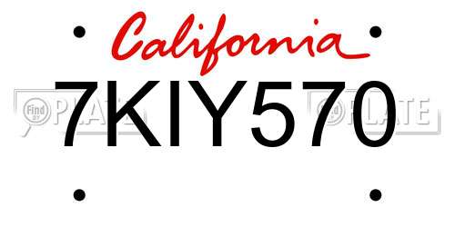 7KIY570 California License Plate