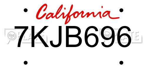 7KJB696 California License Plate