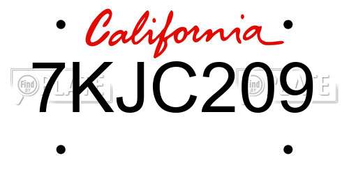 7KJC209 California License Plate