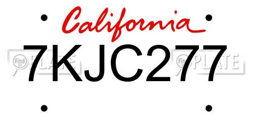7KJC277 California License Plate