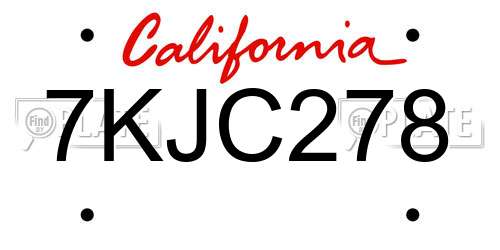 7KJC278 California License Plate