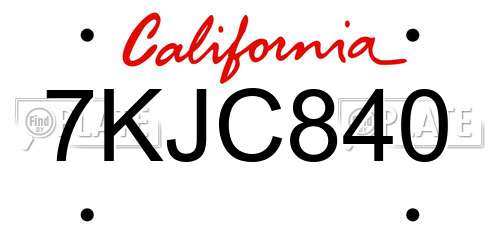 7KJC840 California License Plate