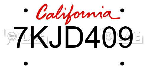 7KJD409 California License Plate
