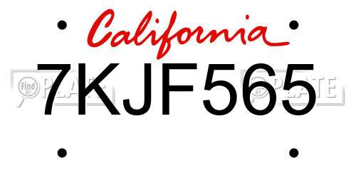 7KJF565 California License Plate