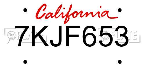 7KJF653 California License Plate