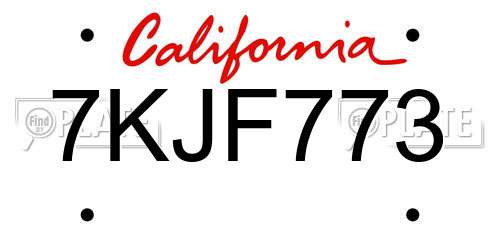 7KJF773 California License Plate