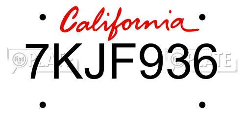 7KJF936 California License Plate