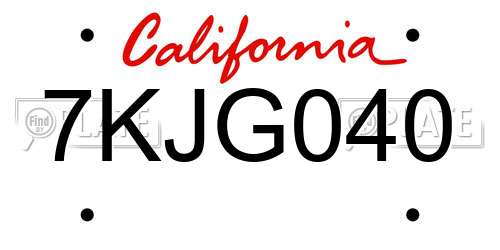 7KJG040 California License Plate