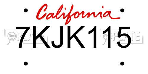 7KJK115 California License Plate