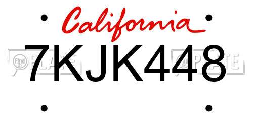 7KJK448 California License Plate
