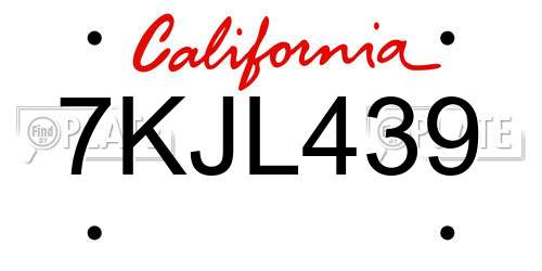 7KJL439 California License Plate