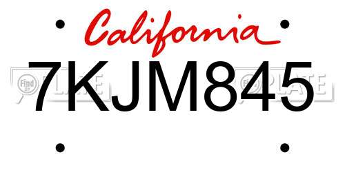 7KJM845 California License Plate