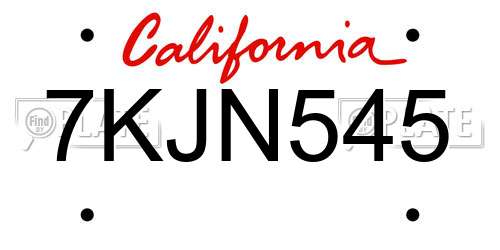 7KJN545 California License Plate