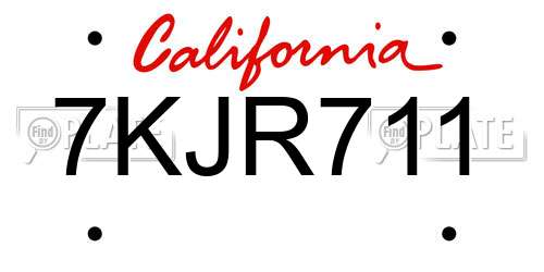 7KJR711 California License Plate