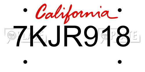 7KJR918 California License Plate