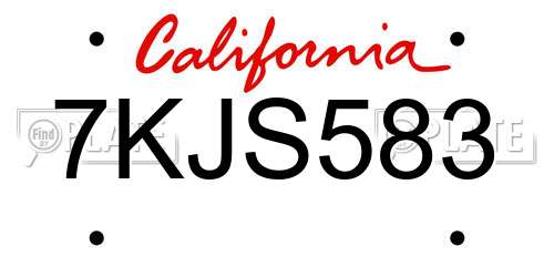 7KJS583 California License Plate