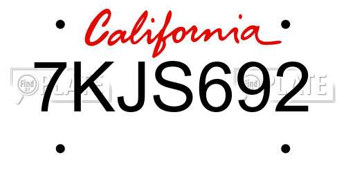 7KJS692 California License Plate
