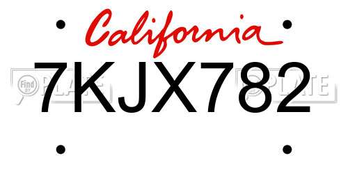 7KJX782 California License Plate