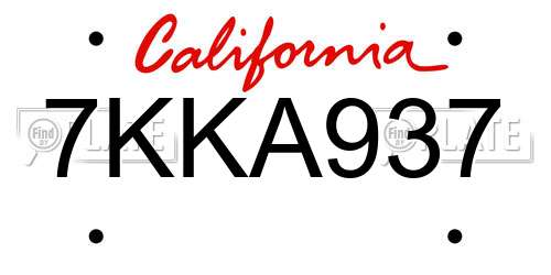 7KKA937 California License Plate