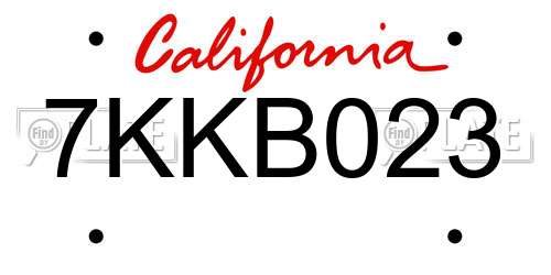 7KKB023 California License Plate