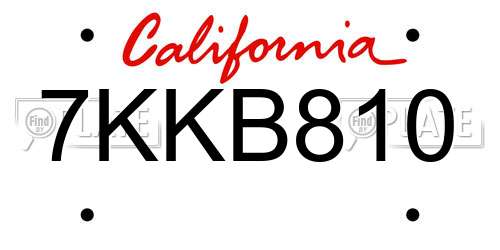 7KKB810 California License Plate
