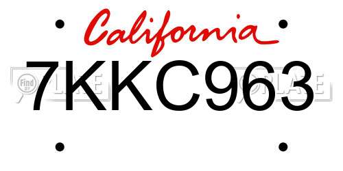 7KKC963 California License Plate