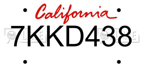 7KKD438 California License Plate