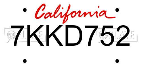 7KKD752 California License Plate