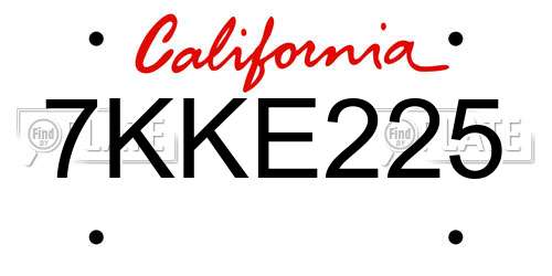 7KKE225 California License Plate