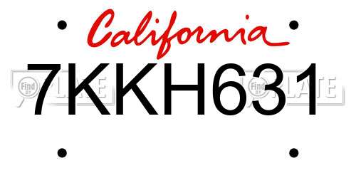 7KKH631 California License Plate