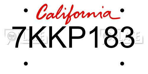 7KKP183 California License Plate