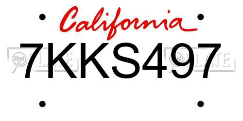 7KKS497 California License Plate