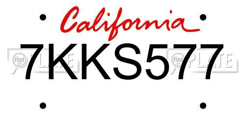 7KKS577 California License Plate