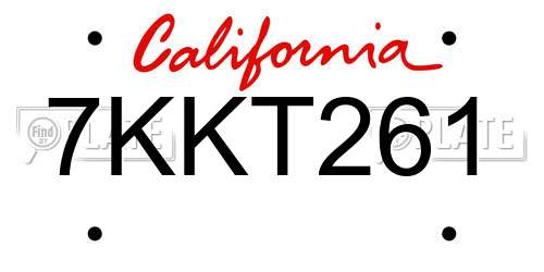 7KKT261 California License Plate