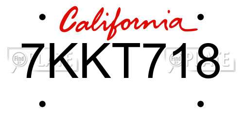 7KKT718 California License Plate