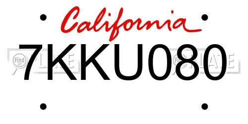 7KKU080 California License Plate